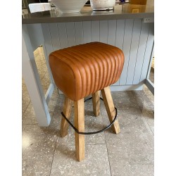 Leather Pommel Horse Style Bar Stool - Brown