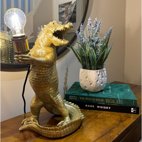 Crocodile Table Lamp - Gold Colour - H38cm x L27cm