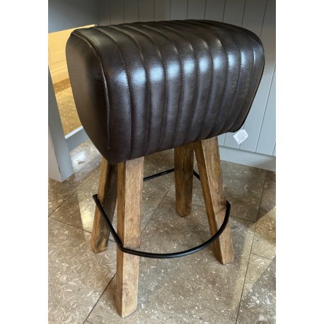 Leather Pommel Horse Style Bar Stool - Grey