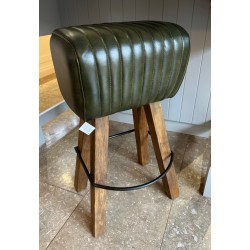 Leather Pommel Horse Style Bar Stool - Green
