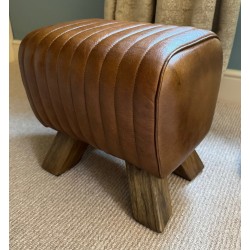 Brown Leather Stool / Footstool