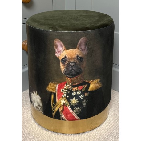 Quirky Stool - French Bulldog wearing Vintage Uniform