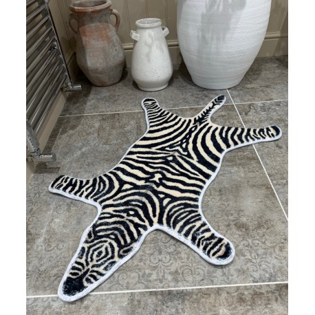 Zebra Fabric Faux Fur Animal Print Rug