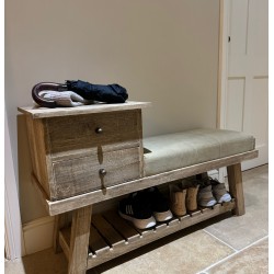 Bench with Side Table / Drawers & Shoe Rack