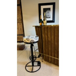 Bar / Kitchen Counter Stool - Grey Cowhide Leather - Bicycle Pedal Foot Rests