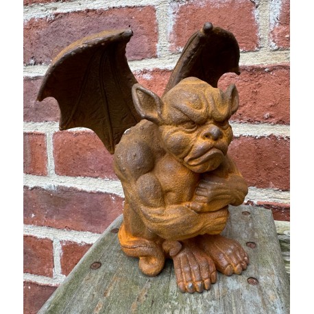 Winged Gargoyle Cast Iron Gothic Sculpture