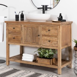 Solid Reclaimed Elm Wood Bathroom Washbasin Vanity Unit - 85cm High x 120cm Wide