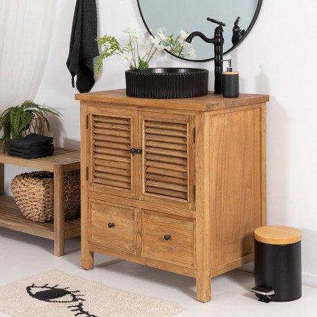 Solid Reclaimed Elm Wood Bathroom Washbasin Vanity Unit - 85cm High x 80cm Wide