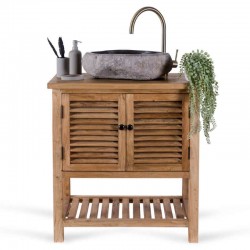 Solid Wood Bathroom Washbasin Vanity Unit - Reclaimed Elm - 85cm High