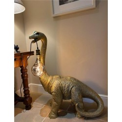 HUGE Brachiosaurus Dinosaur Floor Lamp - Gold Colour - H102cm - Quirky Fun Light