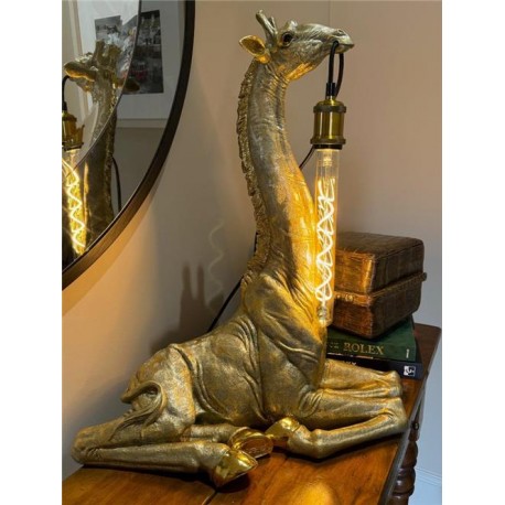 Seated Giraffe - Large Floor Light / Desk Lamp - Gold - 61cm High - Quirky