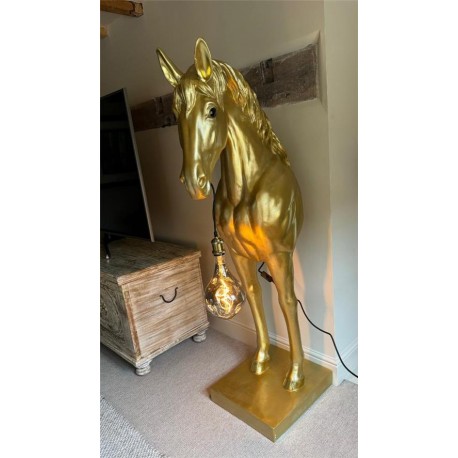 HUGE Horse Standard Floor Lamp - Gold Colour - H153cm - Quirky Fun Light