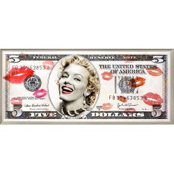 '$5 Marilyn Kisses' - Framed Artwork - 160cm x 70cm