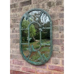 Oval Green Mirror - Suitable for Garden or Indoor - Wrought Iron - 80cm x 50cm