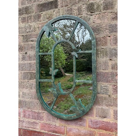 Oval Green Mirror - Suitable for Garden or Indoor - Wrought Iron - 80cm x 50cm