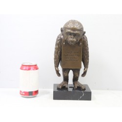 'Laugh Now' Monkey by Banksy - Genuine Bronze & Solid Marble Sculpture - H 28cm