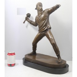 HUGE Banksy Bronze & Solid Marble Sculpture 'The Flower Thrower' Height 54cm
