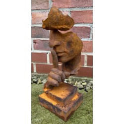 'Silence' Contemporary Art Sculpture - Cast Iron Outdoor Garden Statue - 35cm