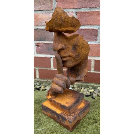 'Silence' Contemporary Art Sculpture - Cast Iron Outdoor Garden Statue - 35cm