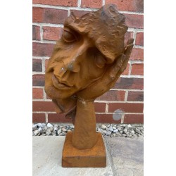 Hear No Evil Contemporary Art Sculpture - Cast Iron Outdoor Garden Statue - 60cm