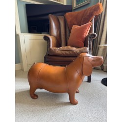 Vintage Style Handmade Genuine Leather Dog Footstool / Stool - 69cm Long
