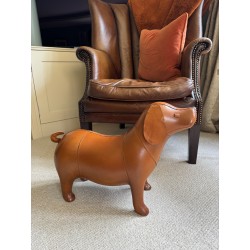 Vintage Style Handmade Genuine Leather Dog Footstool / Stool - 52cm Long