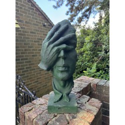 Mans Face Contemporary Art Sculpture - Cast Iron Outdoor Garden Statue - 60cm