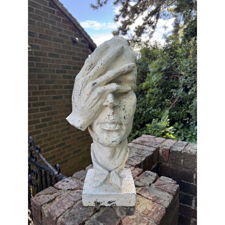Mans Face Contemporary Art Sculpture - Cast Iron Outdoor Garden Statue - 62cm