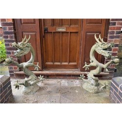 Large pair of Bronze Oriental Chinese Dragons - 100cm High - Stunning Patina