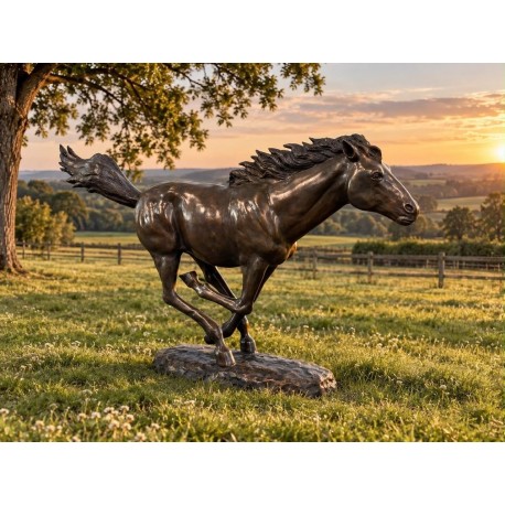 Large Bronze Garden Sculpture - Running Horse - 220cm Long
