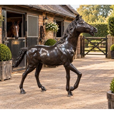 Large Bronze Garden Sculpture - Walking Horse - 193cm Long
