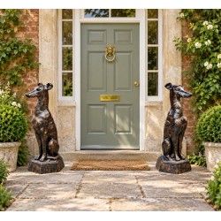 Pair of Cast Iron Seated Dogs - Outdoor - Height 96cm - Greyhounds Whippets