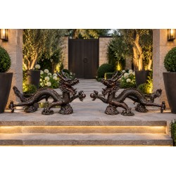 Large pair of Bronze Oriental Chinese Dragons - 114cm Long