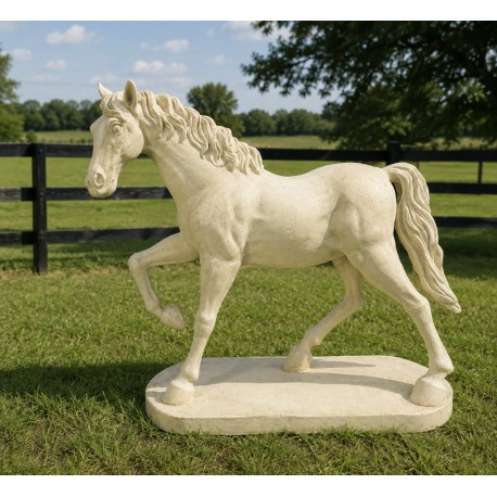 Large Cast Iron Garden Sculpture - Standing Horse - 122cm High - Painted White