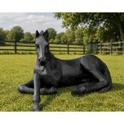 Lifesize Cast Iron Laying Foal Horse - Garden Sculpture / Statue - 144cm Long