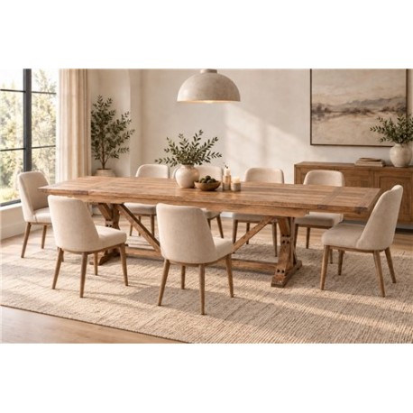 Reclaimed Elm Solid Wood Dining Table - Extends from 200cm to 260cm or 320cm