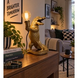 Crocodile Table Lamp - Gold Colour - H38cm x L27cm