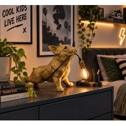 French Bulldog Table / Desk Lamp - Gold Colour - H28cm x L35cm