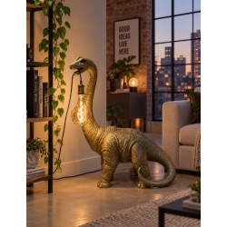 HUGE Brachiosaurus Dinosaur Floor Lamp - Gold Colour - H102cm - Quirky Fun Light