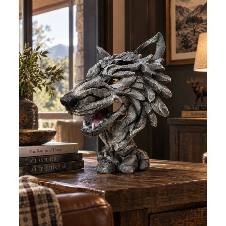 Large Bust of a Wolf - Resin Edge Modern Style Sculpture - H 36cm