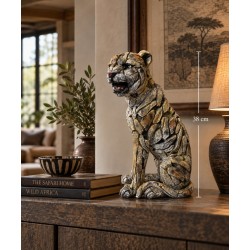 Large Seated Cheetah - Resin Edge Modern Style Sculpture - H 38cm
