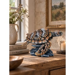 Large Sea Turtle - Resin Edge Modern Style Sculpture - H 24cm