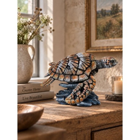 Large Sea Turtle - Resin Edge Modern Style Sculpture - H 24cm